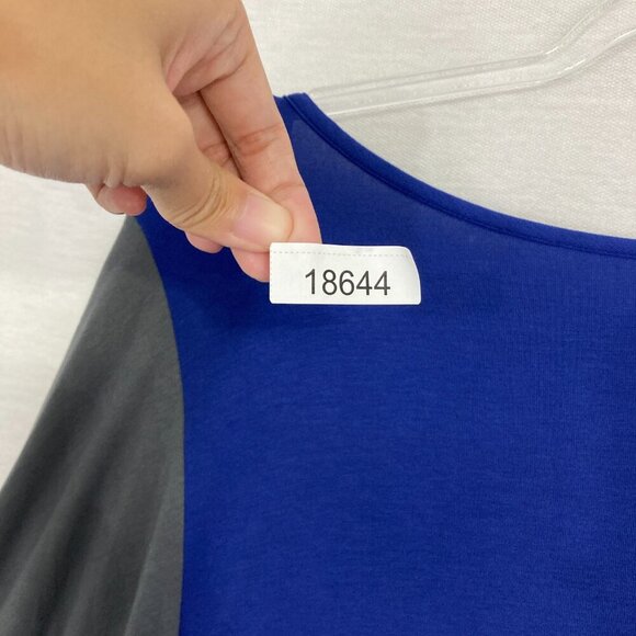 By JJ Blue Gray Color Block Ultra Soft Stretch Asymmetric Artsy Tunic XL - Picture 10 of 10